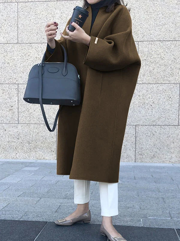 Oversized Open Front Long Coat for Women with Wide Sleeves (2)