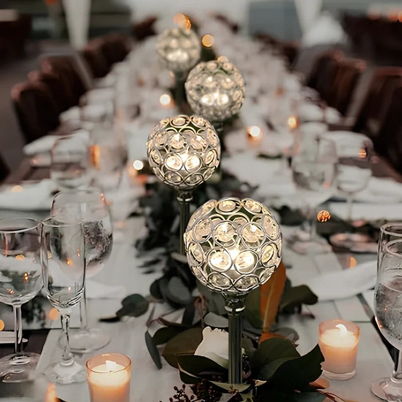 Candle Holder | Sparkling Crystal Design, Vintage-Inspired Elegance