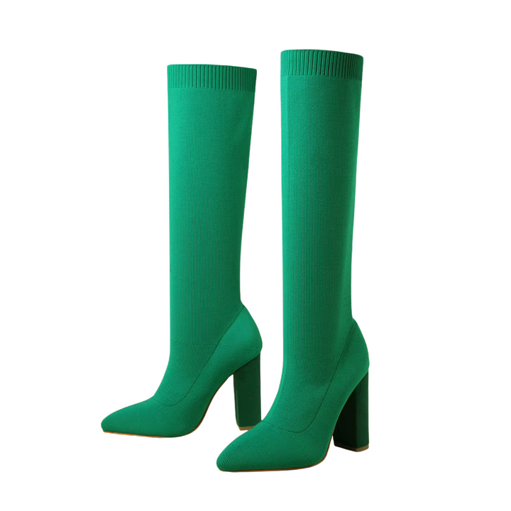 Women's Knitted High-Heel Winter Boots