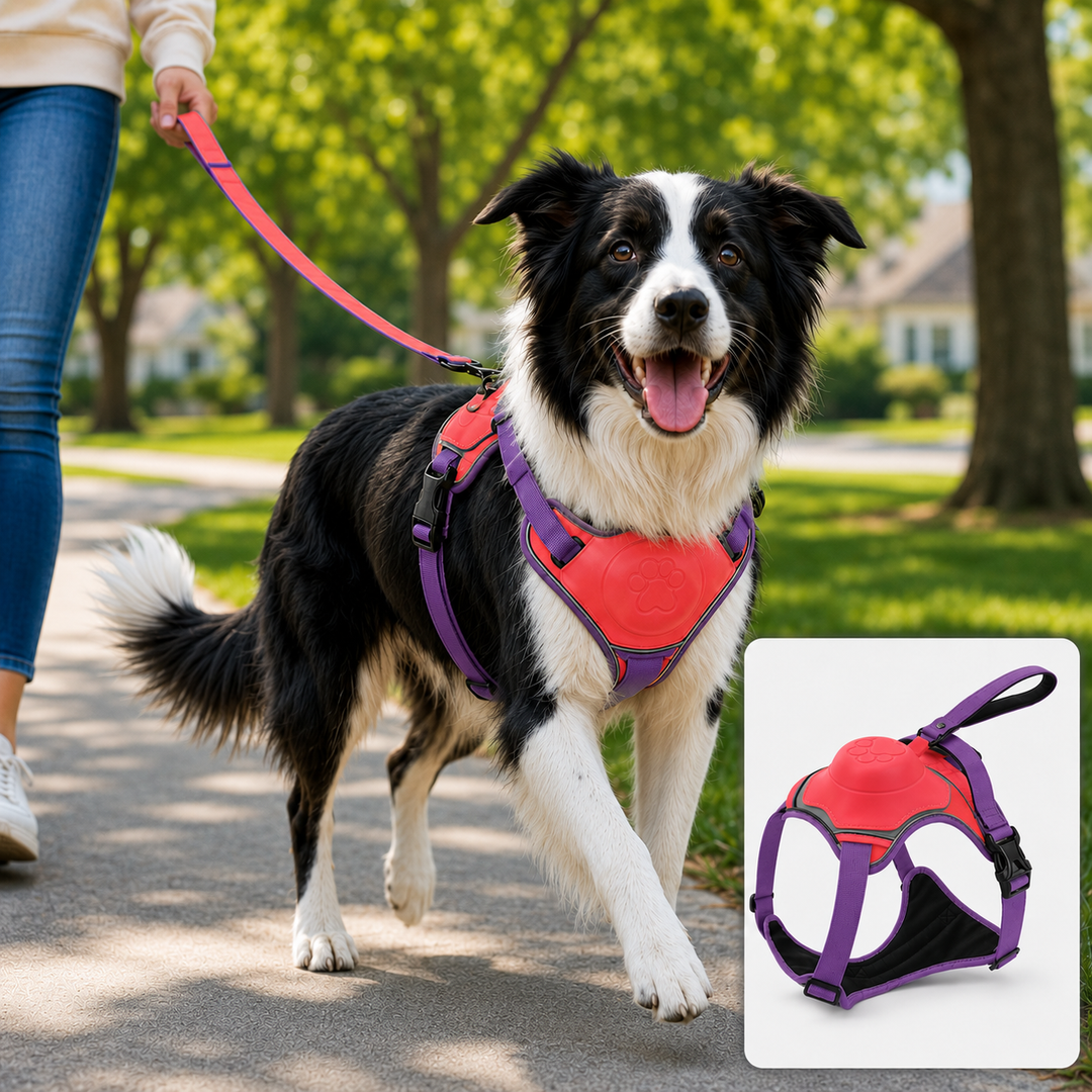 No-Pull Reflective Dog Harness with Built-In Retractable Leash for Safer Daily Walks