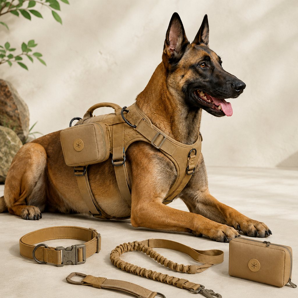 5-Piece Tactical Dog Harness Set for Hiking & Training | Better Control for Strong Dogs