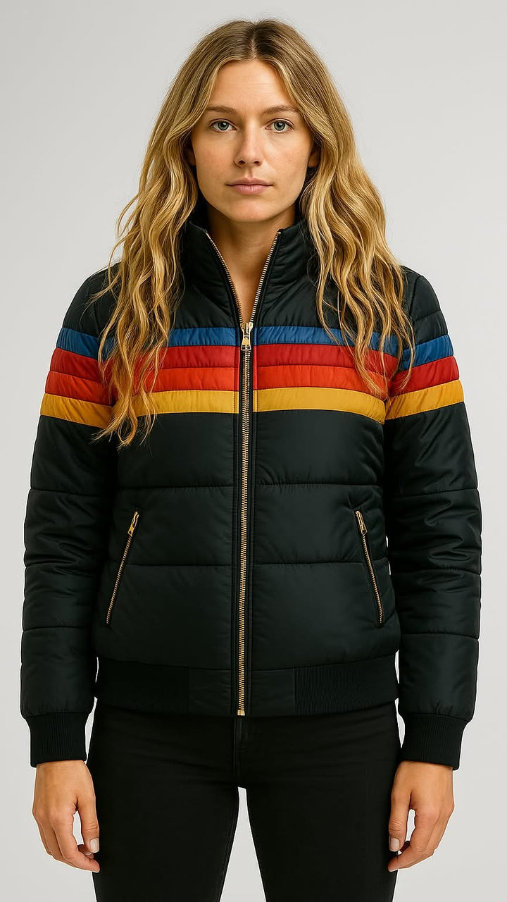 Women's Retro Striped Quilted Jacket