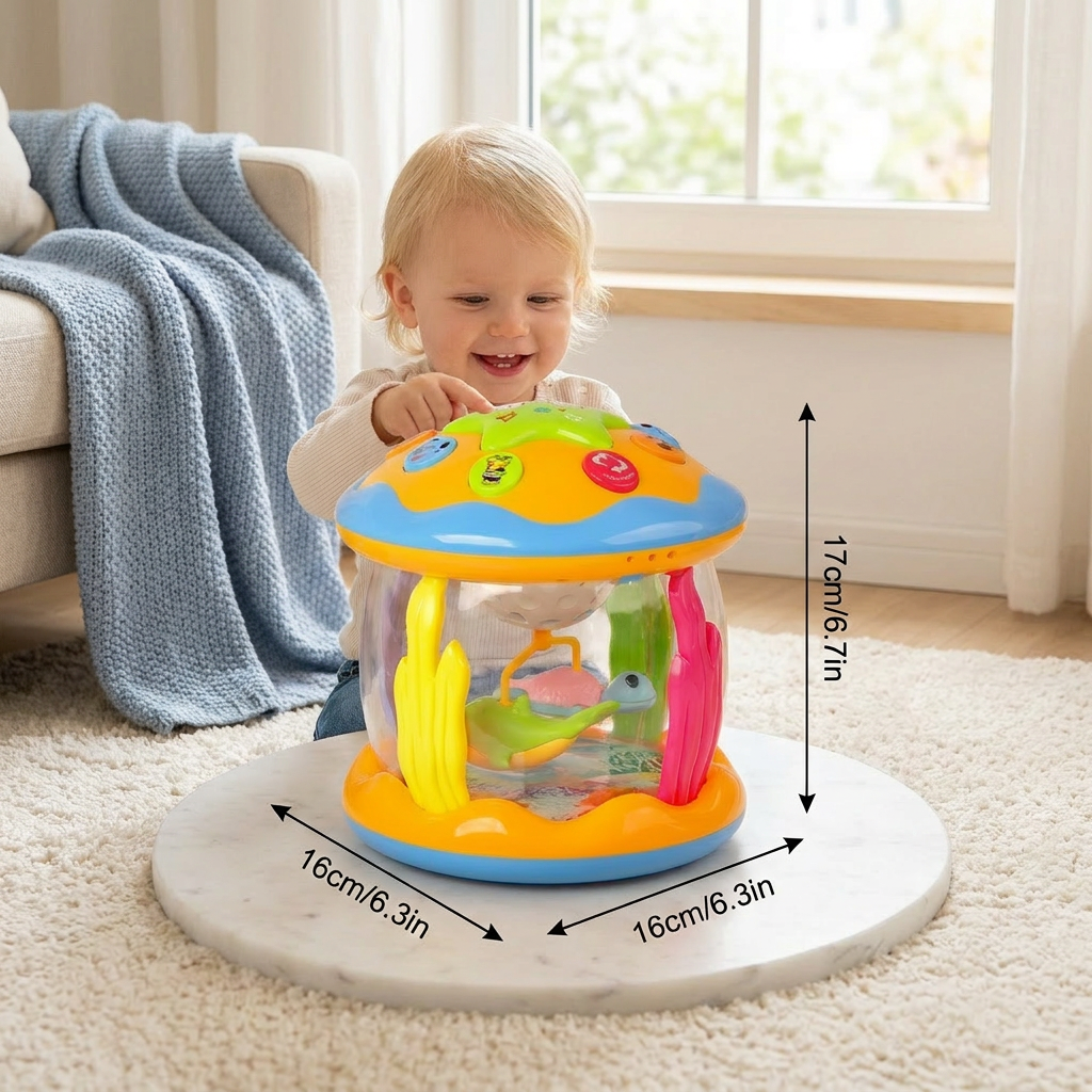 Baby Rotating Sensory Toy with Lights, Music & Crawling Activity