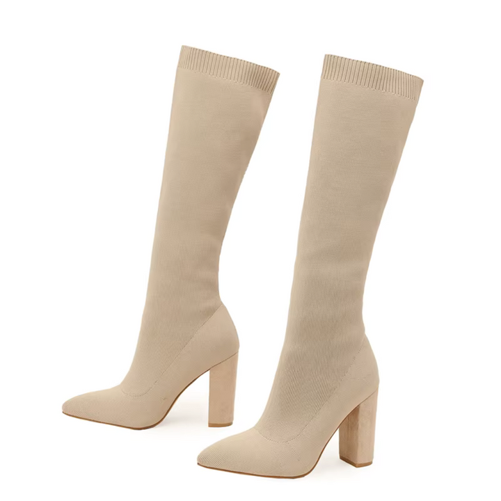 Women's Knitted High-Heel Winter Boots