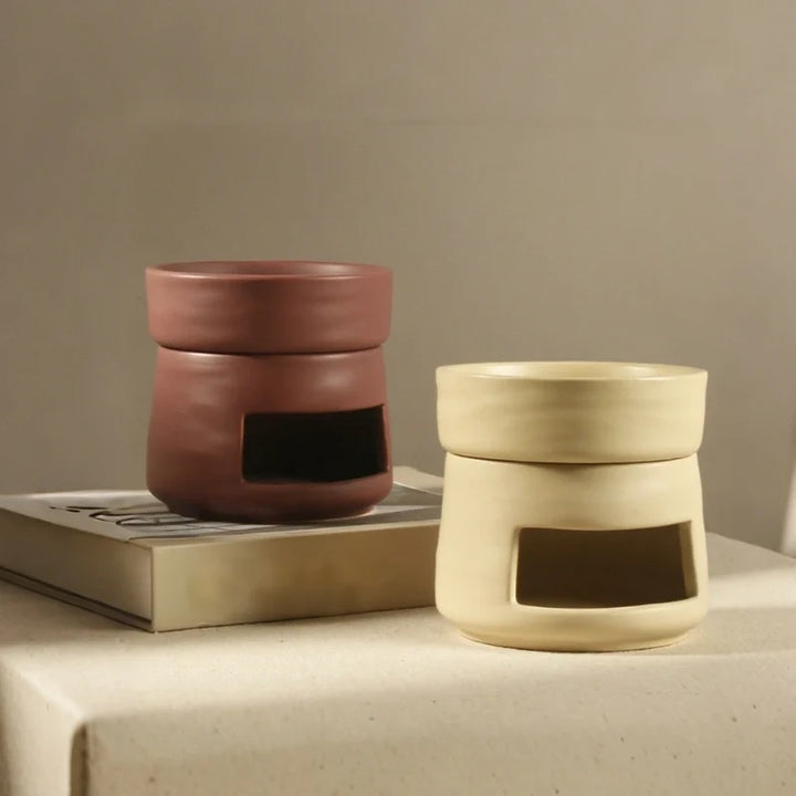 Ceramic Diffuser | Dual-Chamber Functionality, Serene Candle Glow
