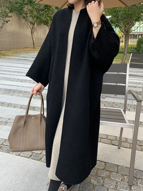 Oversized Open Front Long Coat for Women with Wide Sleeves (3)