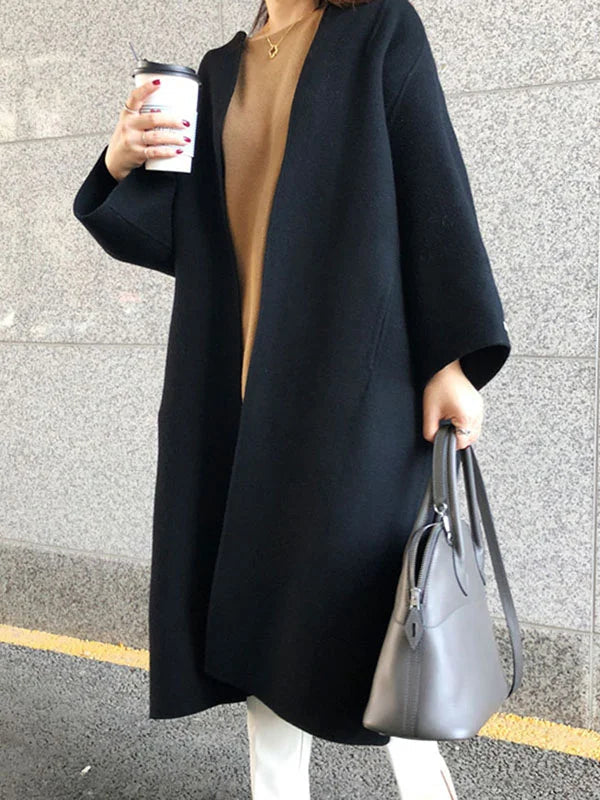 Oversized Open Front Long Coat for Women with Wide Sleeves (9)