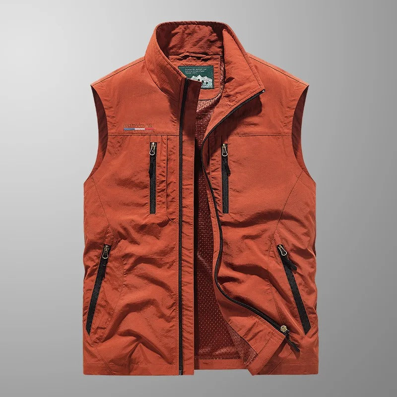 Men's Zip-Through Padded Gilet for Autumn and Winter in Black, image 12