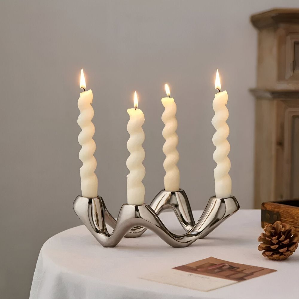 Vague Ripple Ceramic Candelabra