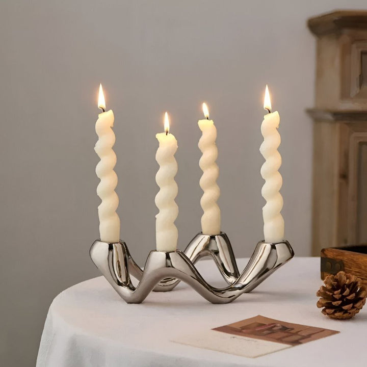 Vague Ripple Ceramic Candelabra