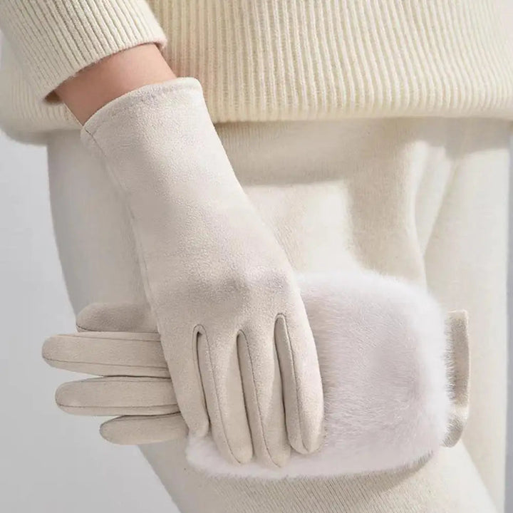 Suede Rabbit Fur Touch Screen Winter Gloves