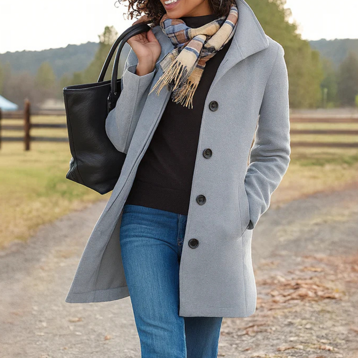 Women's Button-Front Coat in Brown in Silver