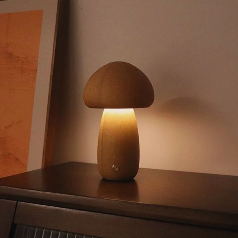 Wooden Table Lamp | Solid Wood Craftsmanship, Cordless & Rechargeable