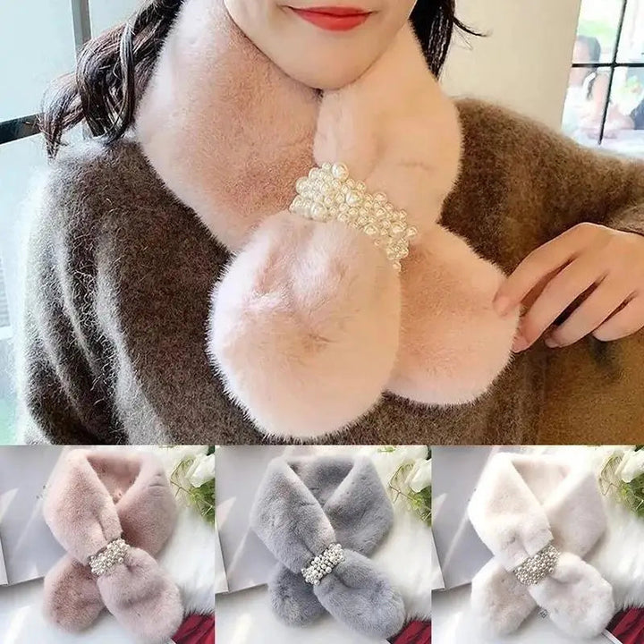 Luxury Faux Fur Pearl Winter Scarf