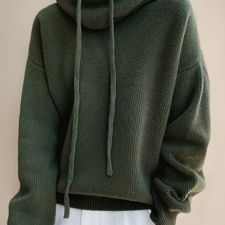 Women's Hooded Belted Jumper in Olive