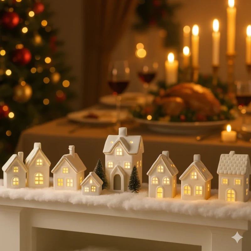 Ceramic Christmas Village | Handcrafted Light-Up Houses
