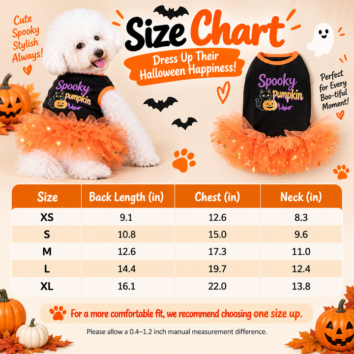 Halloween Dog Tutu Dress for Parties & Photos | Soft Lightweight Costume for Small Dogs