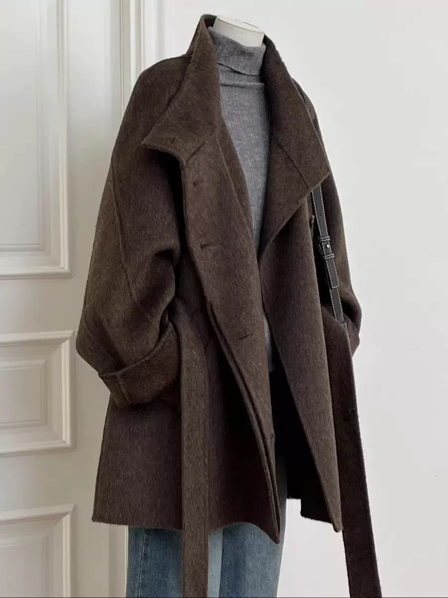Belted Coat for Women in Brown, image 4
