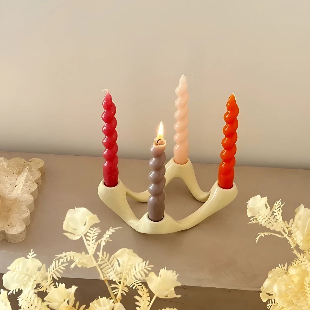 Vague Ripple Ceramic Candelabra