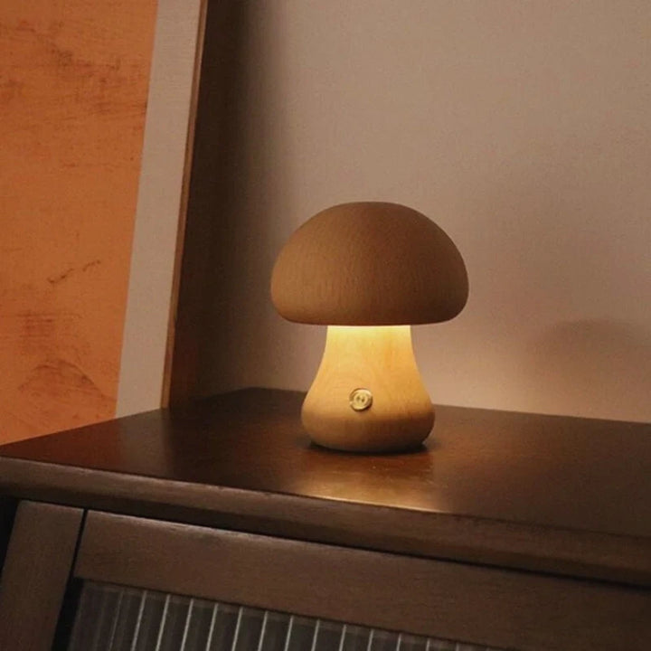 Wooden Table Lamp | Solid Wood Craftsmanship, Cordless & Rechargeable