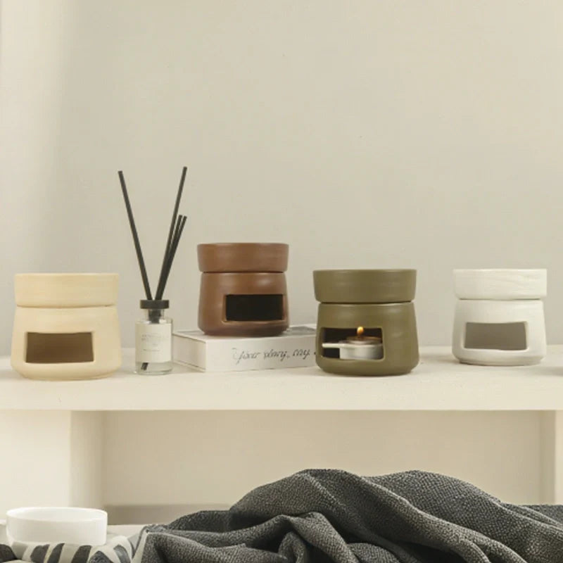 Ceramic Diffuser | Dual-Chamber Functionality, Serene Candle Glow