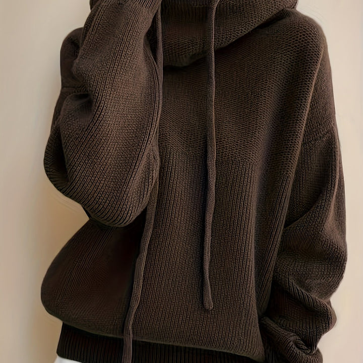 Women's Hooded Belted Jumper in Coffee