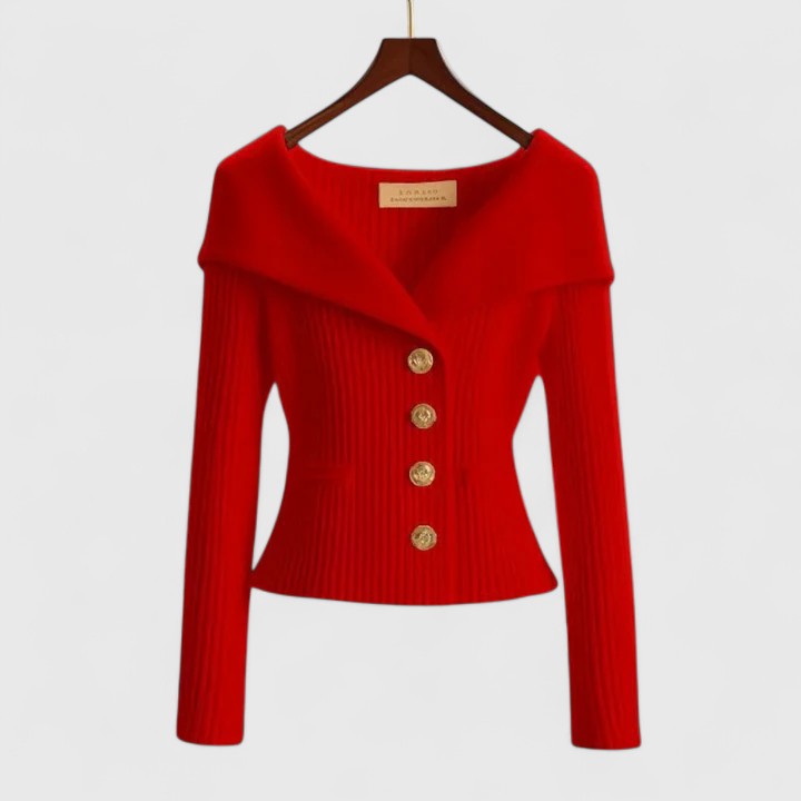 Oversized Cardigan for Women in Yellow in Red
