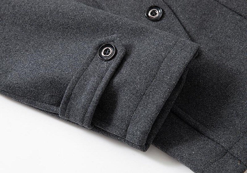 Double Breasted Pea Coat for Men with Mock Neck Insert (8)