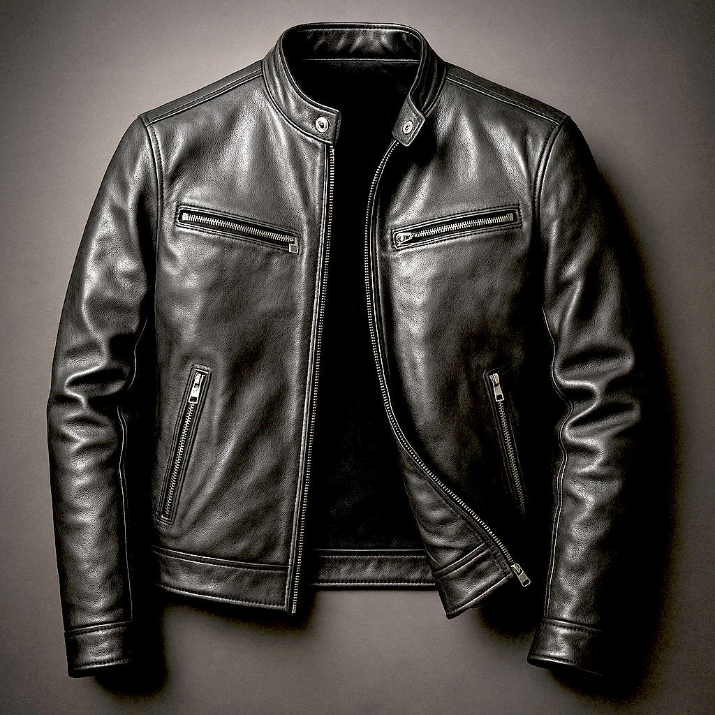Zip-Through Lined Leather-Look Jacket for Men, image 5