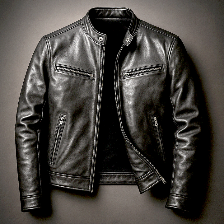 Zip-Through Lined Leather-Look Jacket for Men, image 5