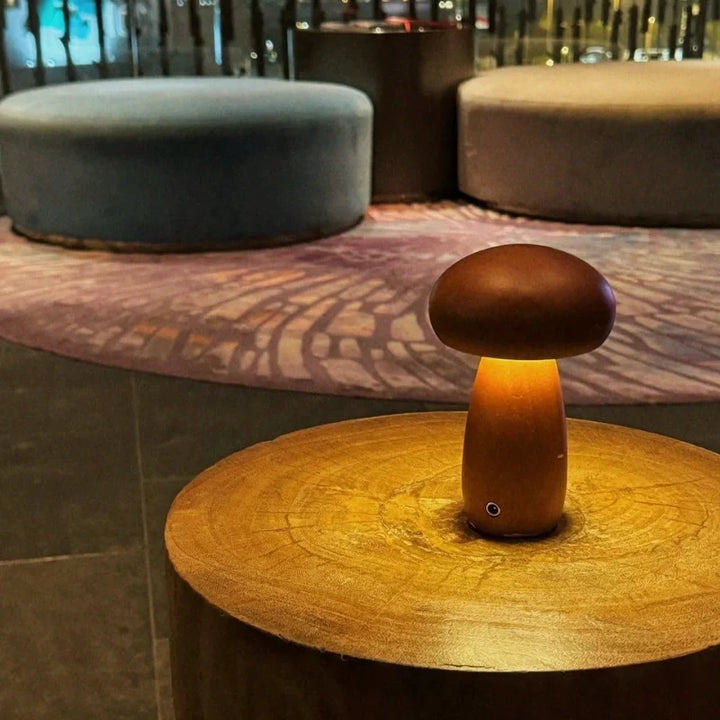 Wooden Table Lamp | Solid Wood Craftsmanship, Cordless & Rechargeable