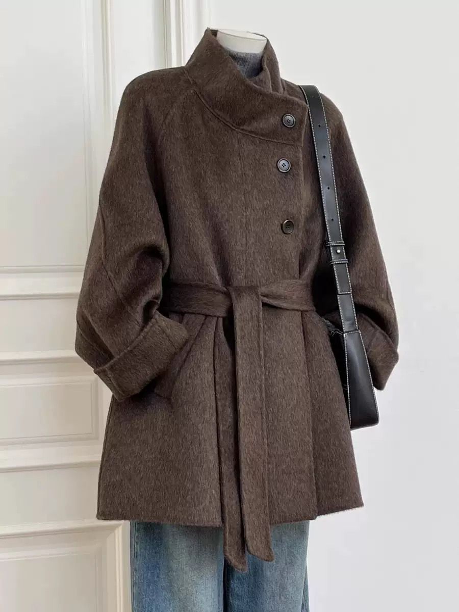 Belted Coat for Women in Brown in Brown