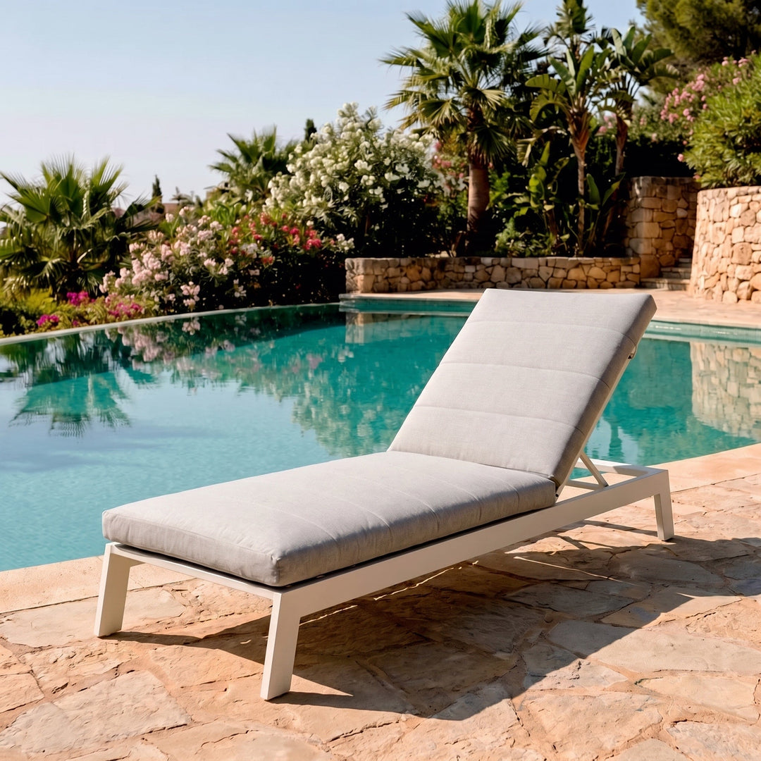 Aluminium Garden Sun Lounger with Cushion - Outdoor Reclining Chair 0