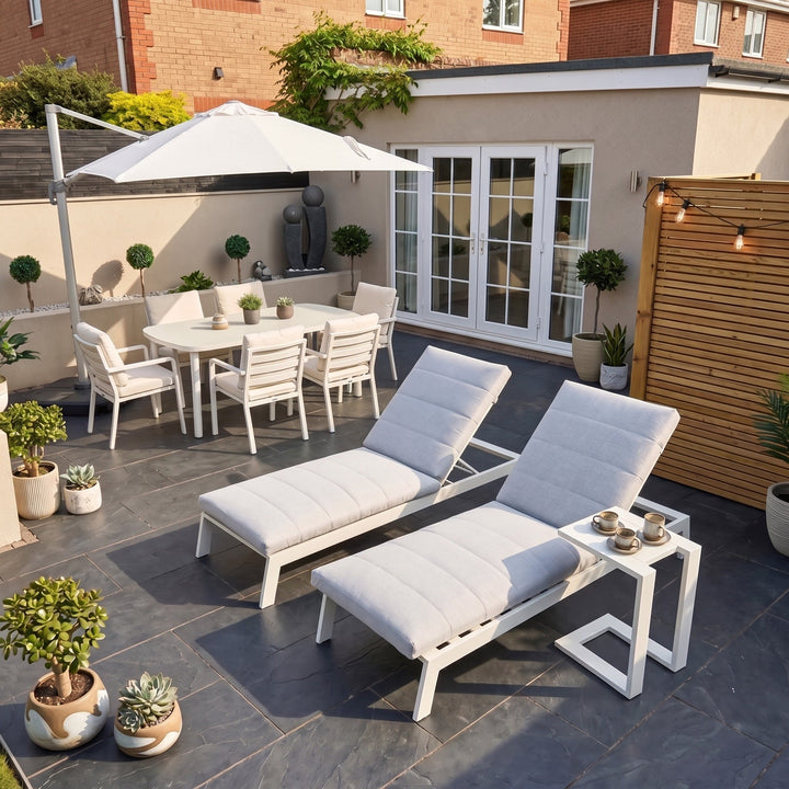 Aluminium Garden Sun Lounger with Cushion - Outdoor Reclining Chair 2