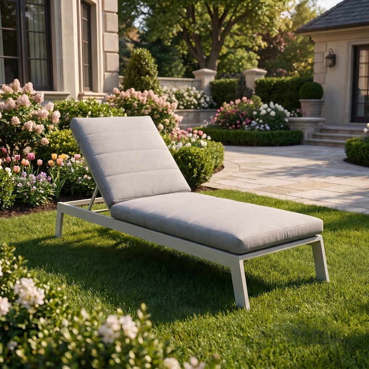 Aluminium Garden Sun Lounger with Cushion - Outdoor Reclining Chair 3