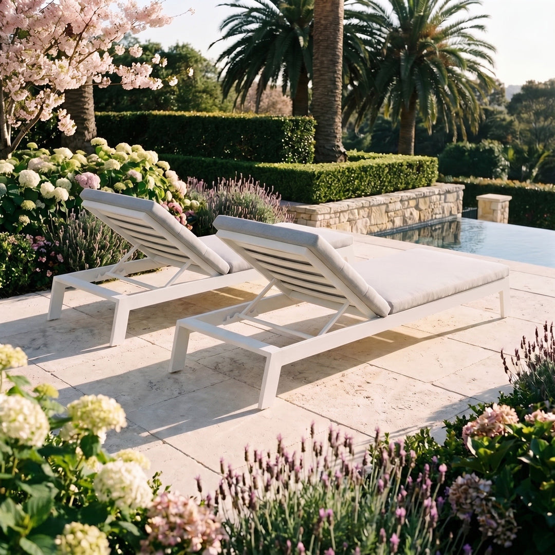 Aluminium Garden Sun Lounger with Cushion - Outdoor Reclining Chair 4