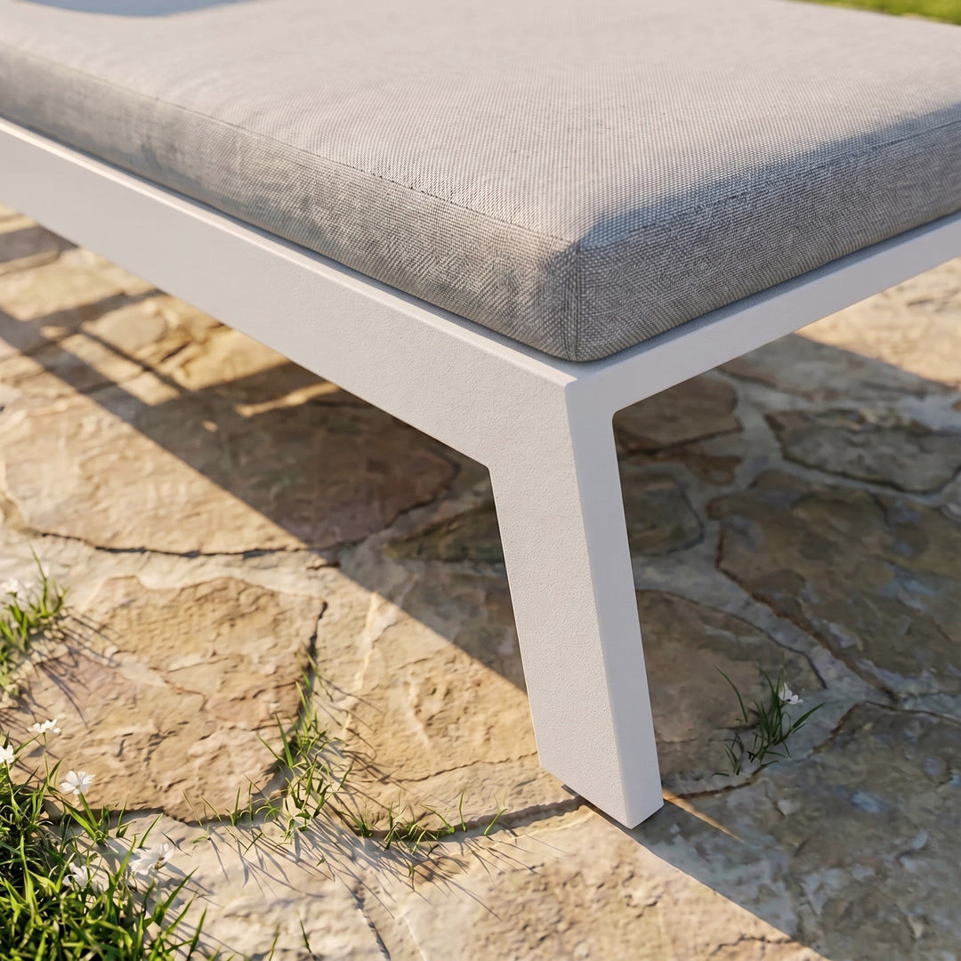 Aluminium Garden Sun Lounger with Cushion - Outdoor Reclining Chair 7