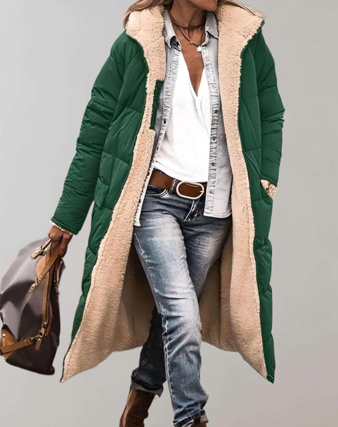Women's Fleece-Lined Quilted Winter Coat