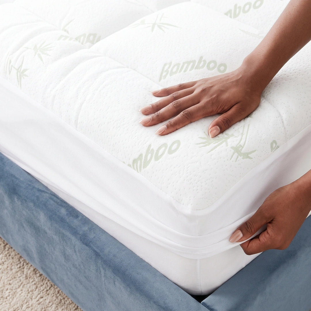 Bamboo Mattress Topper - Deep Pocket Quilted Mattress Pad 135 x 190cm 4