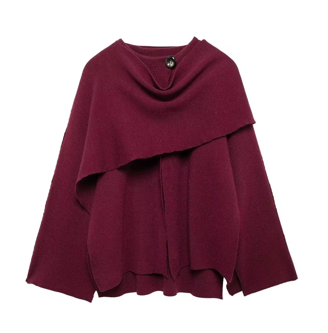 Women's Oversized Jumper for Autumn and Winter in Burgundy