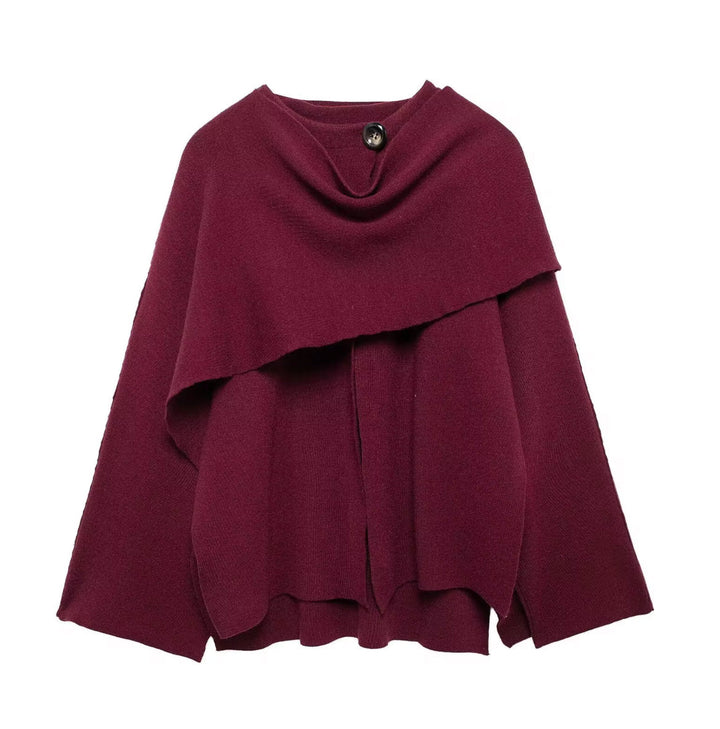 Women's Oversized Jumper for Autumn and Winter in Burgundy