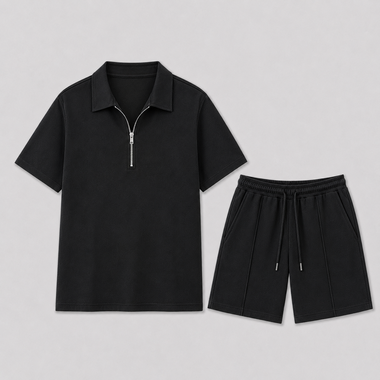 Men's Zip Polo and Shorts Summer Set