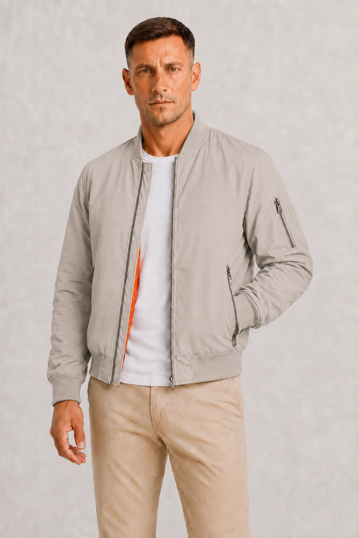Men's Oversized Bomber Jacket with Full Zip