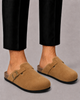 Men's Suede Clogs with Adjustable Buckle