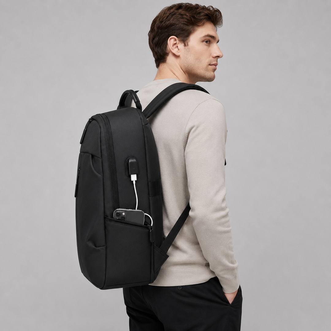 Unisex Water-Resistant Backpack with USB Port