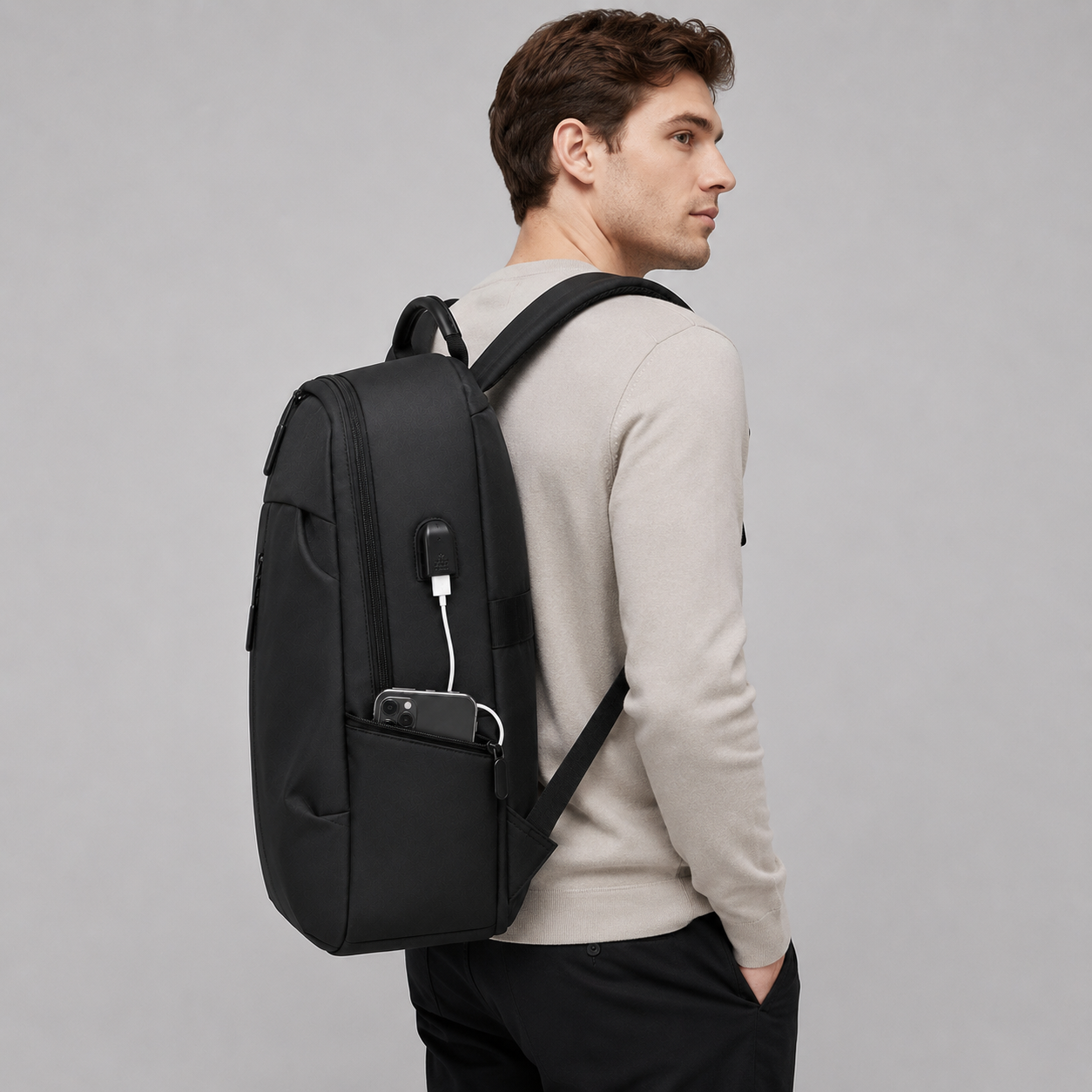 Unisex Water-Resistant Backpack with USB Port