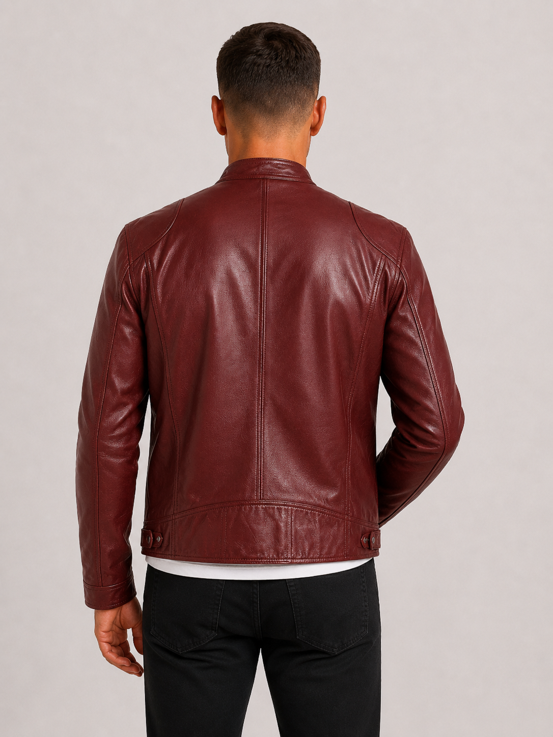 Men's Leather-Look Biker Jacket