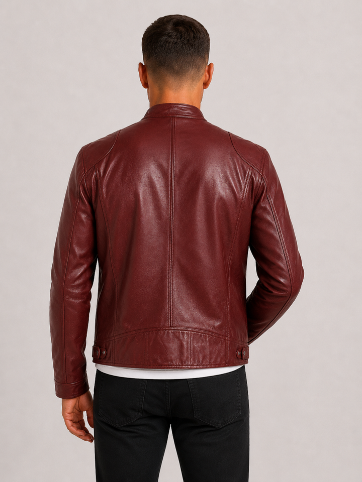 Men's Leather-Look Biker Jacket