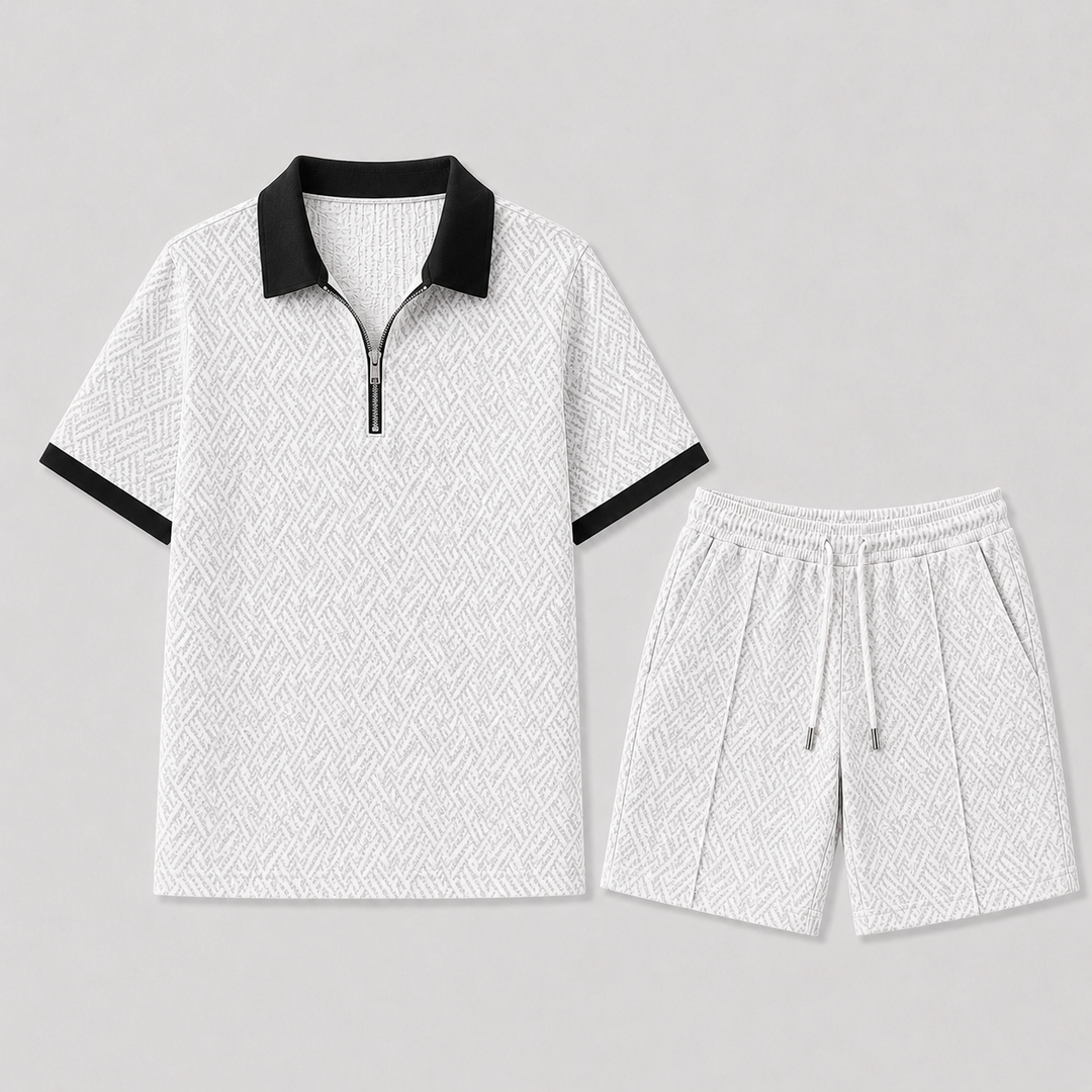 Men's Summer Set with Zip Polo and Shorts
