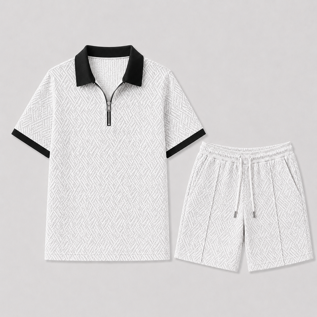 Men's Summer Set with Zip Polo and Shorts